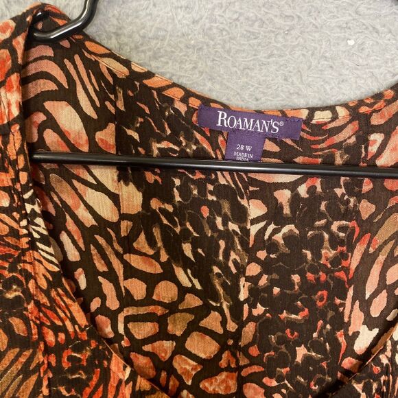 Roamans womens short sleeve button down blouse career artsy career crinkle 28W - Picture 6 of 9